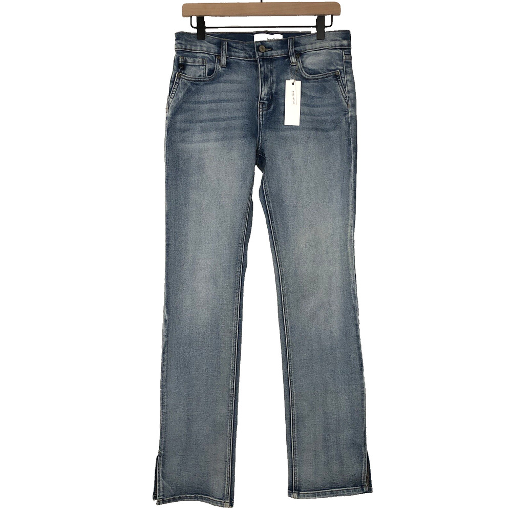 SOLD KANCAN Estilo‎ Jeans Sz 7/27 Mid Rise Split Cuff Distressed 27x33 NEW